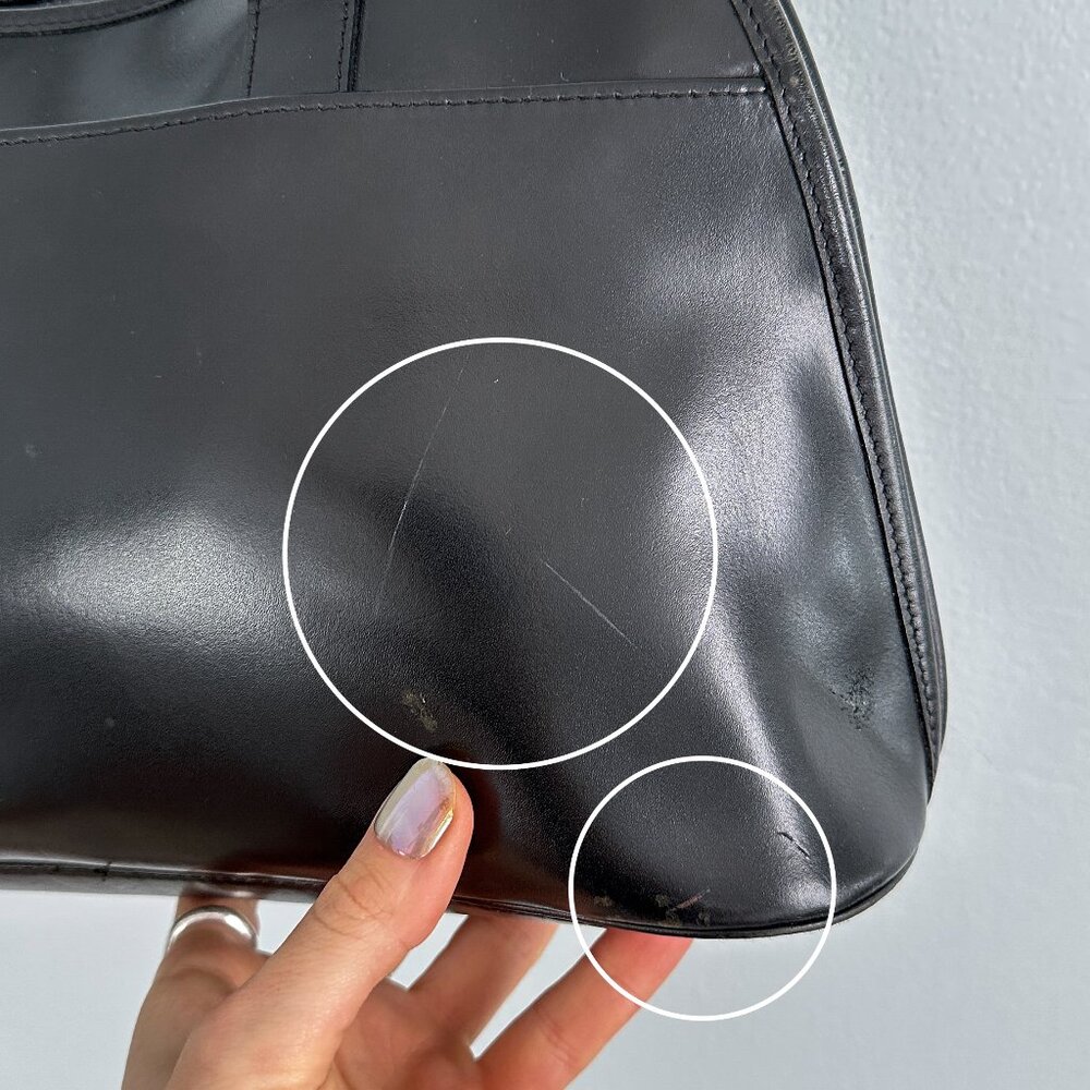 **SOLD** Longchamp Roseau Toggle Domed Black Leather Shoulder Bag France - Picture 8 of 16